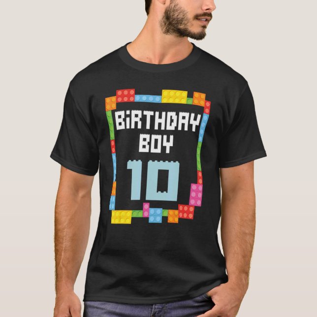 Camiseta 10º aniversário Boy master builder 10 anos (Frente)