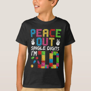 Camiseta 10º Aniversário Boys 10 Anos Solteiro de Paz Fora
