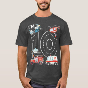 Camiseta 10º Aniversário Caminhão de Bombeiros Ambulância C
