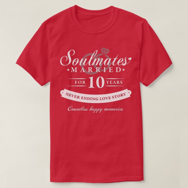 Camiseta 10º aniversário de casamento - 10 anos de Casament (Frente do Design)