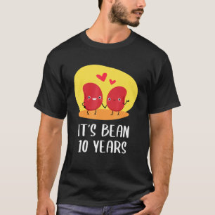 Camiseta 10º aniversário de casamento de 10 anos Bean Casal