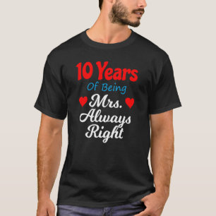 Camiseta 10º aniversário de casamento para as mulheres