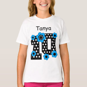 Camiseta 10º Aniversário do Nome Personalizado da Bolinha