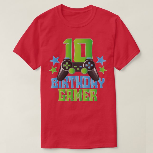 Camiseta 10º Aniversário Gamer Boy 10 Anos Vídeo Game Lo (Frente do Design)