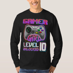 Camiseta 10º Aniversário Gamer Girl Nível 10 Jogador B desb