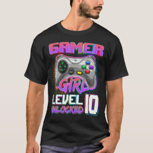 Camiseta 10º Aniversário Gamer Girl Nível 10 Jogador B desb