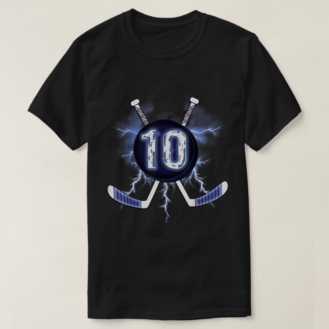 Camiseta 10º Aniversário Hóquei no Gelo de 10 anos (Frente do Design)