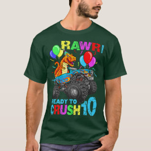 Camiseta 10º Aniversário Monstro do Dinossauro Caminhão Raw