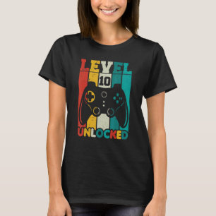 Camiseta 10º Aniversário Nível 10 Desbloqueado 10 Anos Vi