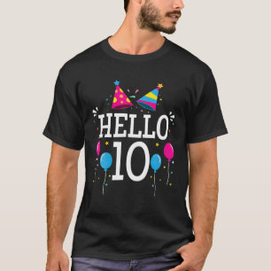 Camiseta 10º Aniversário Olá 10 10º Aniversário Presen