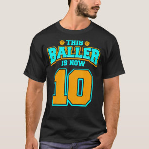 Camiseta 10º Aniversário Para Garoto Que Basquete Tem 10 An