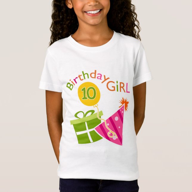 Camiseta 10º aniversário - Rapariga de aniversário (Frente)