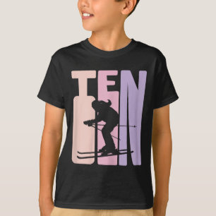 Camiseta 10º Aniversário Rapariga Retro Esqui Skier 10 Anos