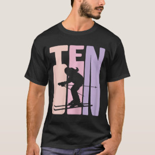 Camiseta 10º Aniversário Rapariga Retro Esqui Skier 10 Anos