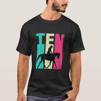 Camiseta 10º Aniversário, Retro Horseback Andar 10 Anos