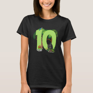 Camiseta 10º aniversário Selva Animais Safari Floresta Trop