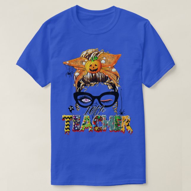 Camiseta 10º Professora Halloween Sadio Professor de Arma (Frente do Design)