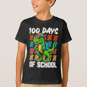 Camiseta 100º Dia Da Escola 100 Dias Dinossauro De Caminhão