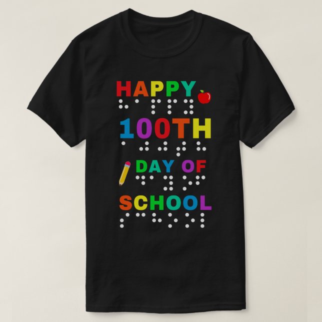 Camiseta 100º Dia da Escola Braille Cega Visualmente Impar (Frente do Design)