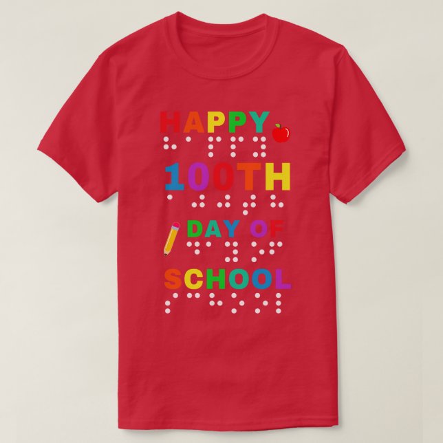 Camiseta 100º Dia da Escola Braille Cega Visualmente Impar (Frente do Design)