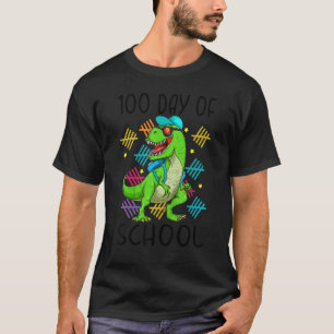 Camiseta 100º Dia da Escola Dino Kids Feliz 100 Dias de Din