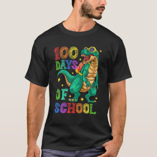 Camiseta 100º Dia Da Escola, Feliz 100 Dias De Dino Da Esco