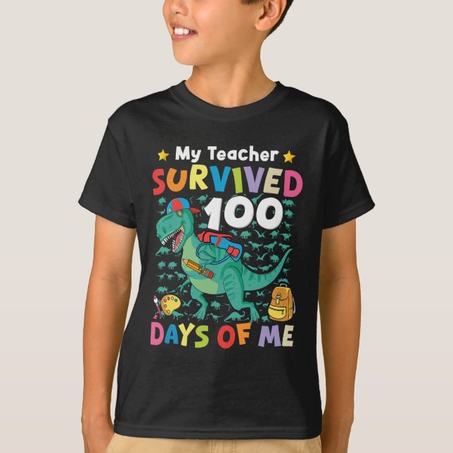 Camiseta 100º Dia Da Escola Meu Professor Sobreviveu 100 Di (Frente)