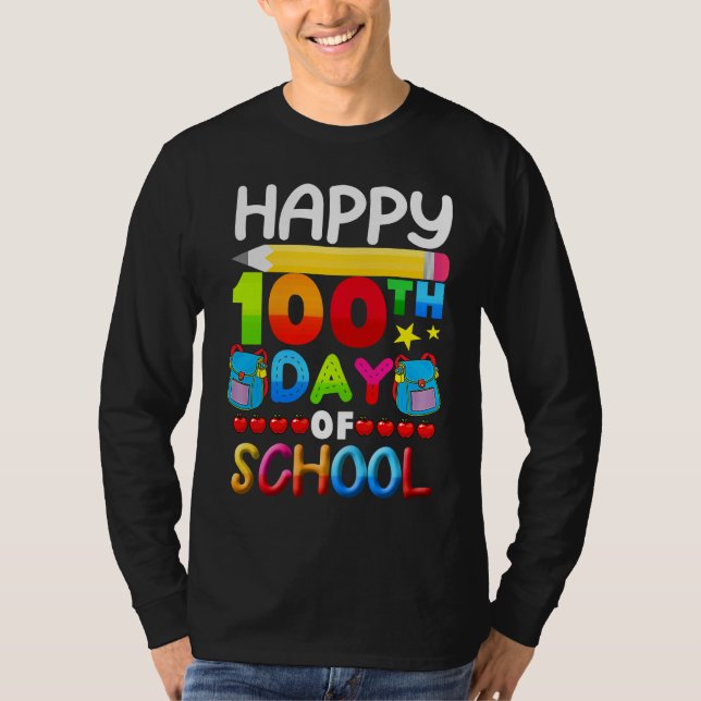 Camiseta 100º Dia da Escola para Professores e Crianças Fel (Frente)