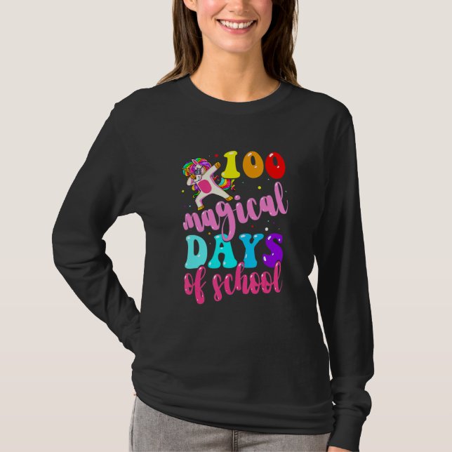 Camiseta 100º Dia da Escola Unicórnio 100 Dias Mágicos De E (Frente)