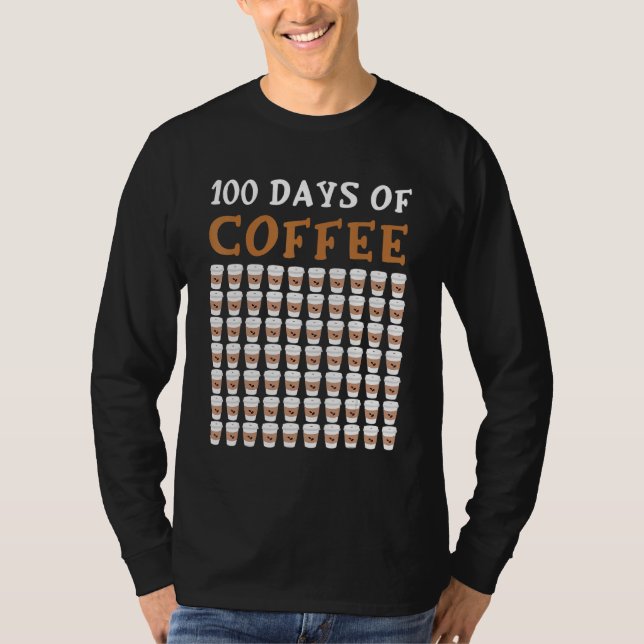 Camiseta 100º Dia Da Professora De Café Da Escola 100 Café  (Frente)