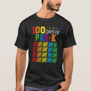 Camiseta 100º Dia De Aula Pré K Professor Aluno 100 Dias