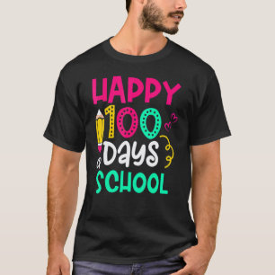 Camiseta 100º Dia de Aula Professor Criança Feliz 100 Da