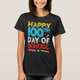 Camiseta 100º Dia De Aula Professores Crianças Felizes 100