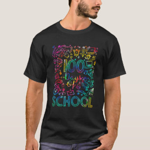 Camiseta 100º Dia De Aula Tye Die Professores Crianças Feli