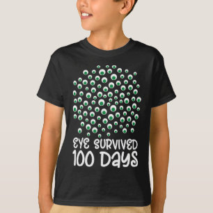Camiseta 100º Dia De Colégio Monstro Googly Eye Sobreviveu