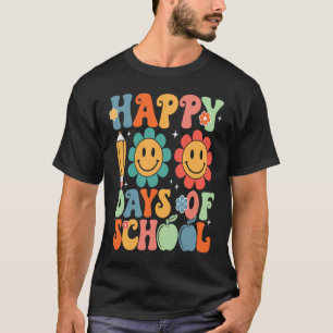 Camiseta 100º Dia De Escola Groovy Professor Aluno Feliz 1