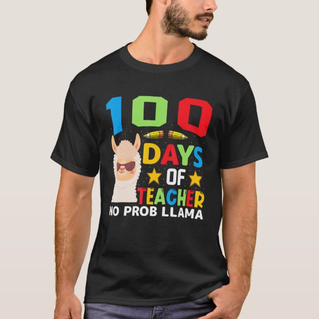 Camiseta 100º dia de escola No Prob Llama 100 dias Mais Int (Frente)