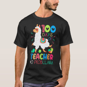 Camiseta 100º Dia De Escola Sem Problema Lhama 100 Dias Mai