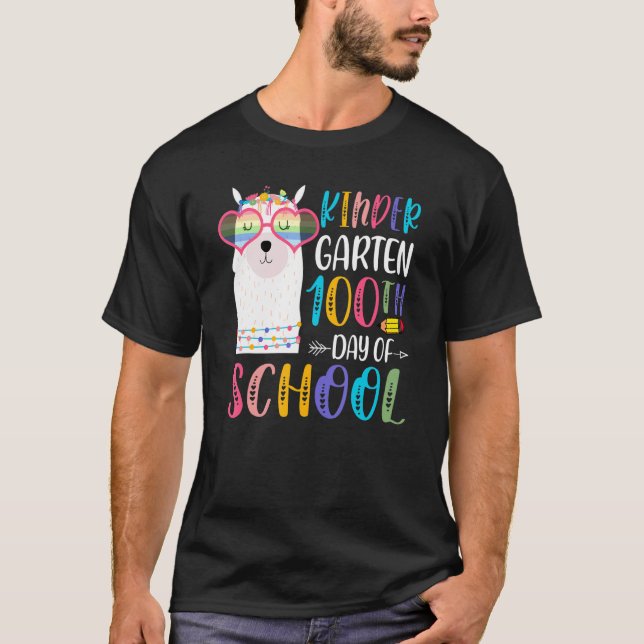 Camiseta 100º dia de Escola Sem Problema Llama 100 Dias De  (Frente)