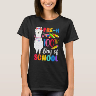 Camiseta 100º Dia De Escola Sem Problema Llama Feliz 100º D
