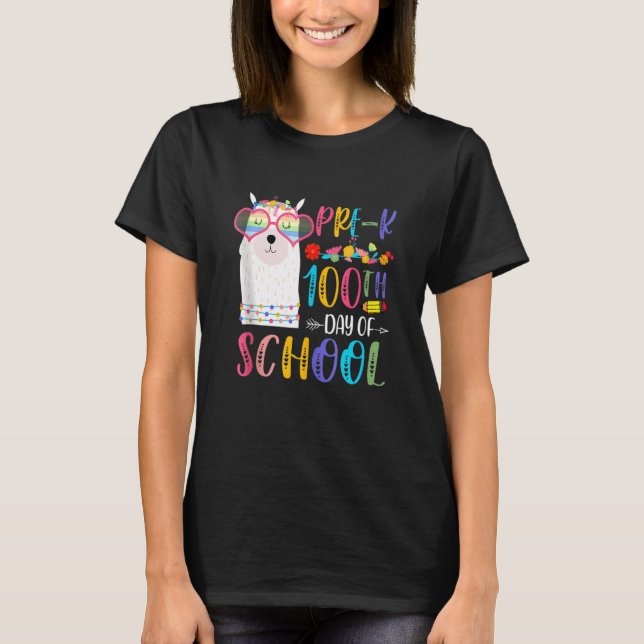 Camiseta 100º Dia De Escola Sem Problema Llama Professor 10 (Frente)