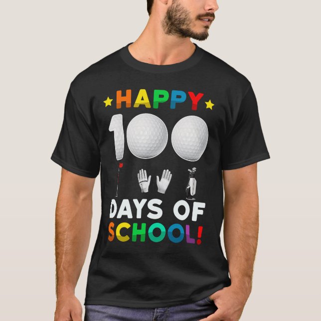 Camiseta 100º Dia De Golfe Escolar 100 Dias De Meninos Esco (Frente)