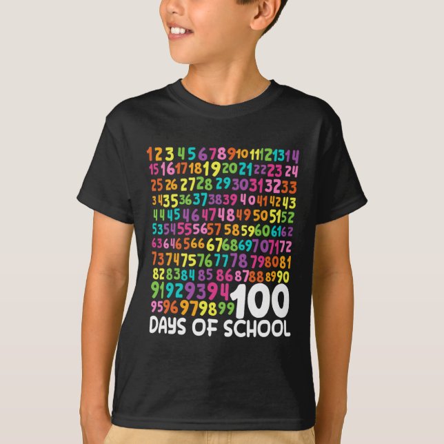Camiseta 100º Dia de Professores Crianças 100 Dias de Matem (Frente)