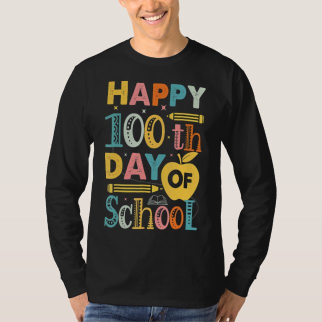 Camiseta 100º Dia de Professores Crianças Feliz 100 (Frente)