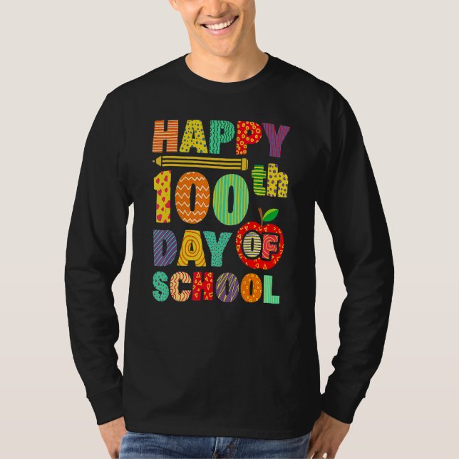 Camiseta 100º Dia de Professores Crianças Feliz 100 (Frente)