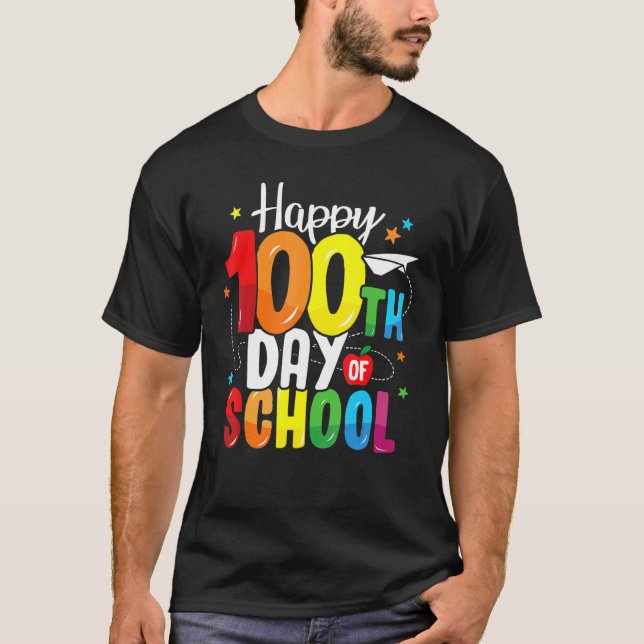 Camiseta 100º Dia de Professores Crianças Feliz 100 (Frente)