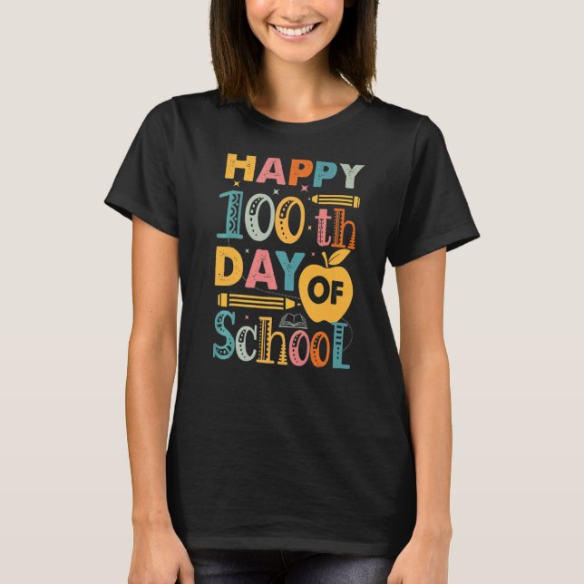 Camiseta 100º Dia de Professores Crianças Feliz 100 (Frente)