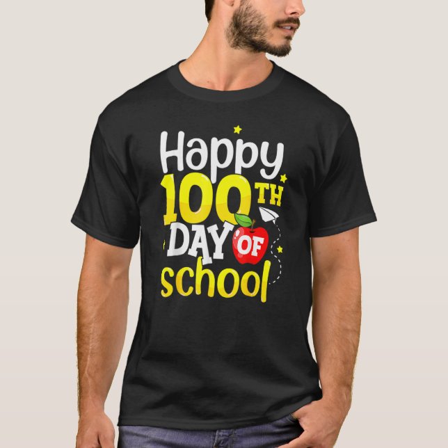Camiseta 100º Dia de Professores Crianças Meninas Feliz (Frente)