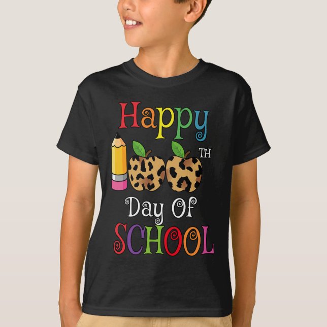 Camiseta 100º Dia De Professores De Impressão De Leopardo D (Frente)