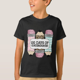 Camiseta 100º Dia Do Jardim De Infância Leopard Pencil Te